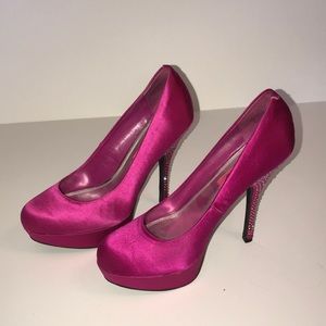 Betsy Johnson Pink Satin Glitz Heels
